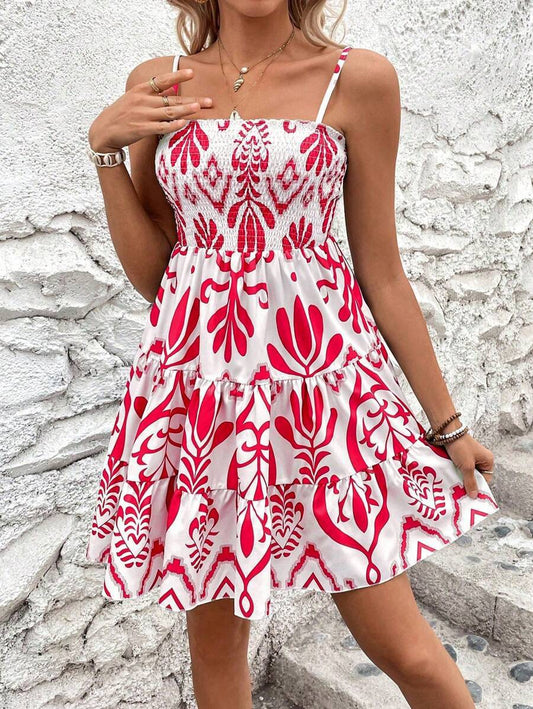 	Robe midi à imprimé floral bohème, fluide et légère