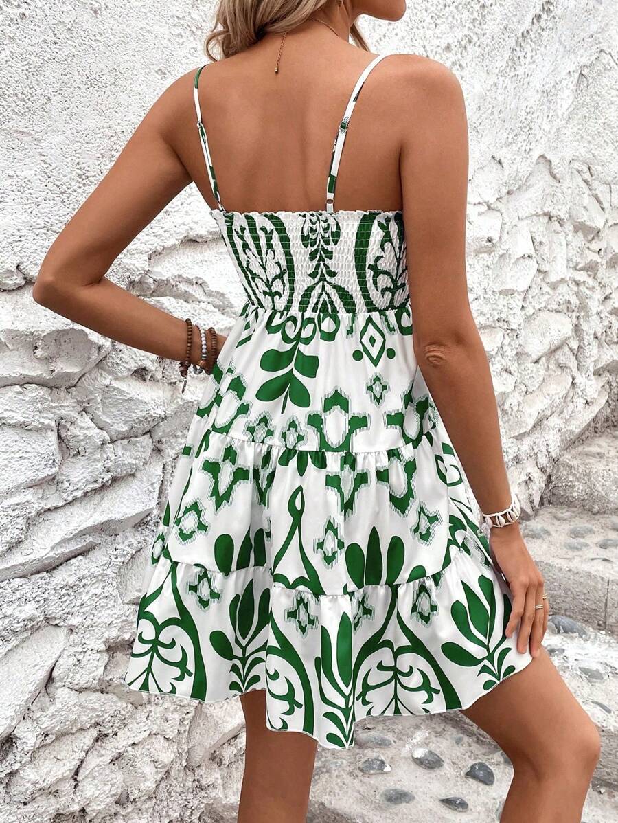 	Robe midi à imprimé floral bohème, fluide et légère