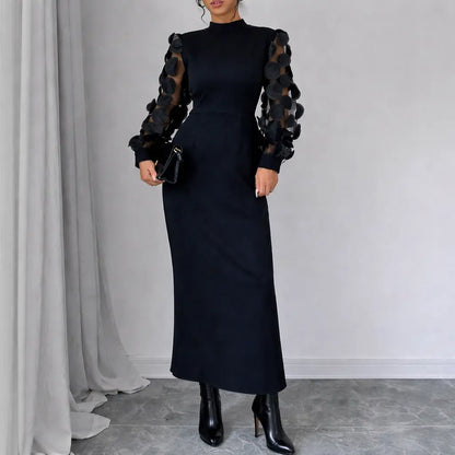 Robe longue noire tendance pour femme, style élégant et féminin SecretBombe