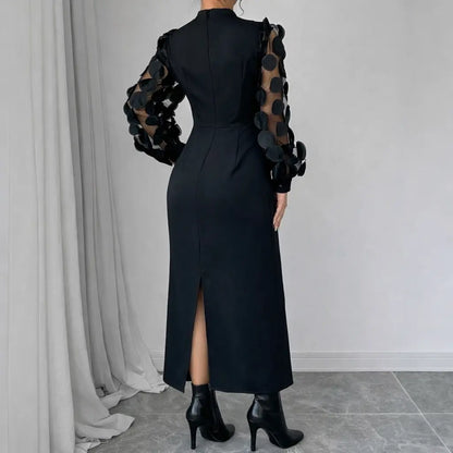 Robe noire élégante à manches longues pour femme, mode féminine SecretBombe