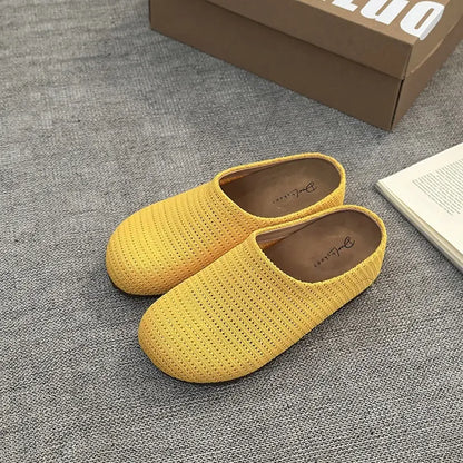 Sabots femme confortables en jaune tissu respirant
