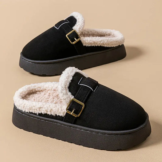 Sabots fourrés femme noir semelle épaisse hiver SecretBombe