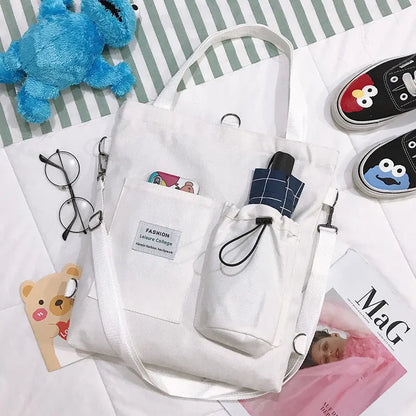 Sac à dos femme en toile couleur blanc, convertible en tote bag