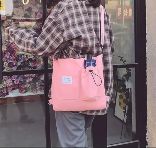 Sac à dos femme en toile couleur rose, style moderne et pratique