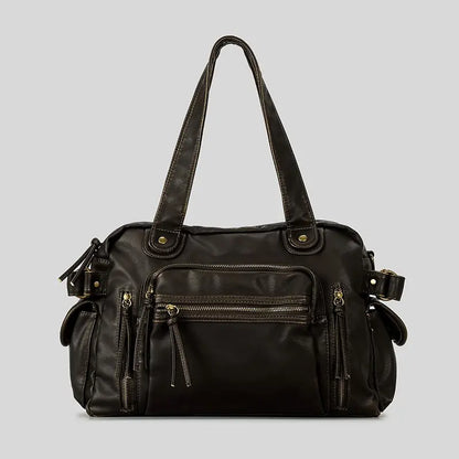 Sac à main femme noir multi-poches effet cuir vegan tendance SecretBombe