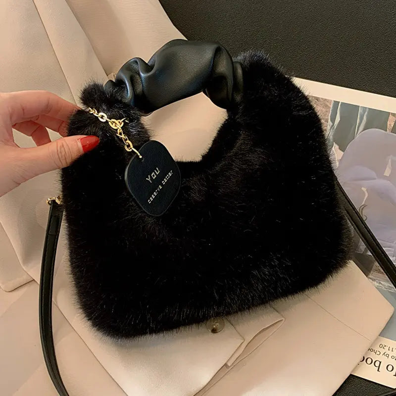 Sac à main femme effet cuir doux et peluche chic tendance SecretBombe