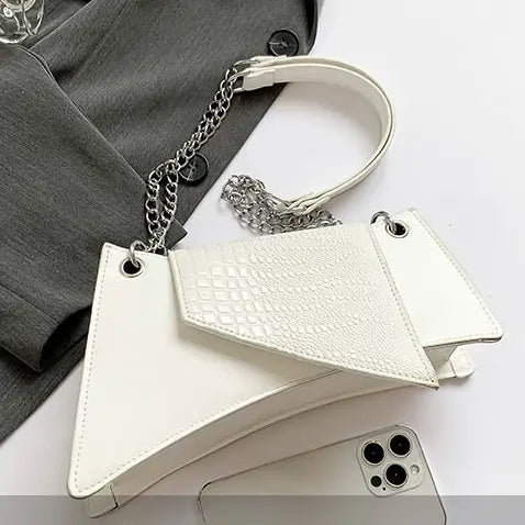 Sac bandoulière femme blanc design asymétrique chic SecretBombe