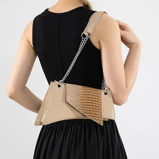 Sac bandoulière femme marron effet cuir texturé tendance SecretBombe