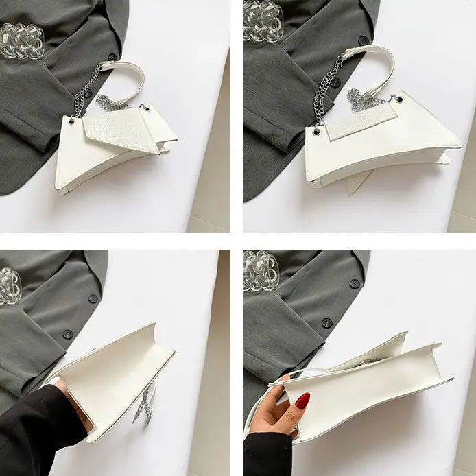Sac bandoulière femme blanc design asymétrique chic SecretBombe