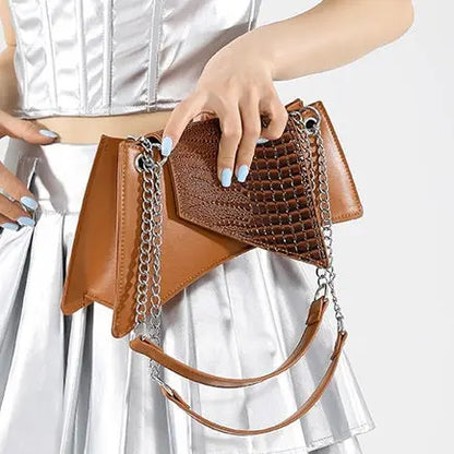 Sac femme chaîne métallique marron tendance élégante SecretBombe