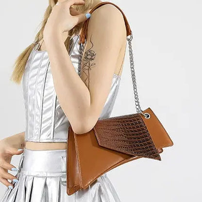 Sac femme texture croco marron tendance SecretBombe