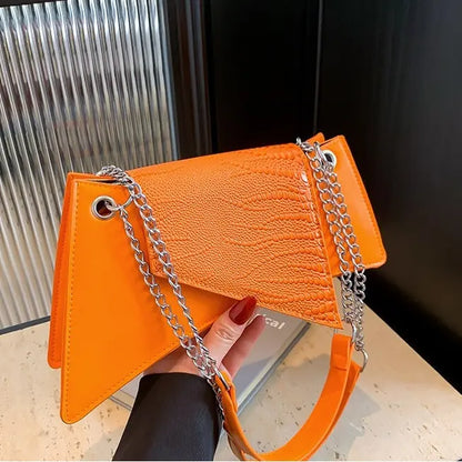 Sac bandoulière femme orange effet cuir texturé moderne SecretBombe