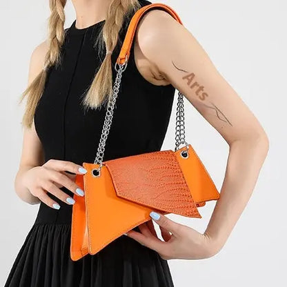 Sac bandoulière femme orange effet cuir texturé moderne SecretBombe