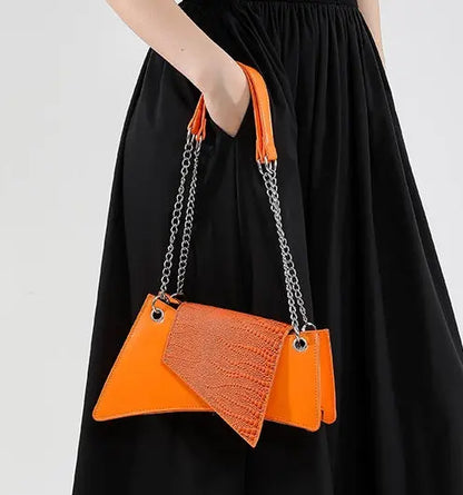 Sac bandoulière femme orange effet cuir texturé moderne SecretBombe