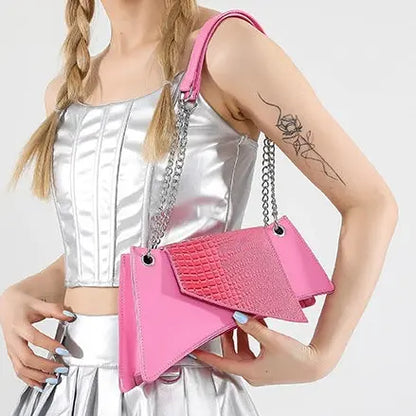 Sac bandoulière femme rose design asymétrique tendance SecretBombe