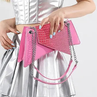 Sac bandoulière femme rose effet cuir texturé élégant SecretBombe