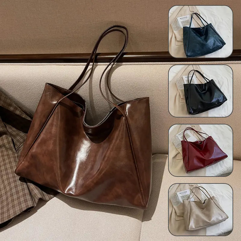 "Sac à main chic en finition cuir lisse, polyvalent et spacieux"