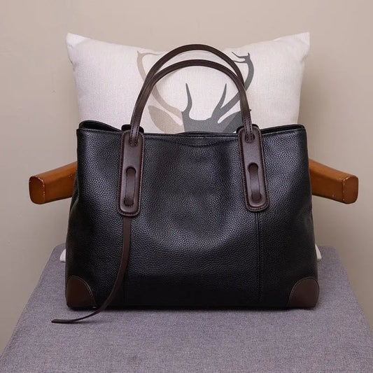 Sac en cuir marron véritable, design rétro carré horizontal.