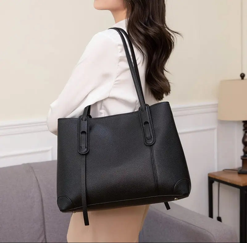 Sac en cuir véritable noir carré horizontal, design élégant rétro
