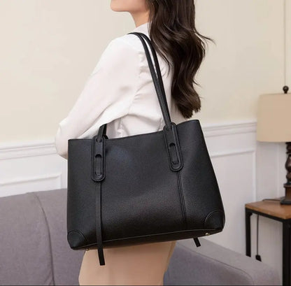 Sac en cuir véritable noir carré horizontal, design élégant rétro