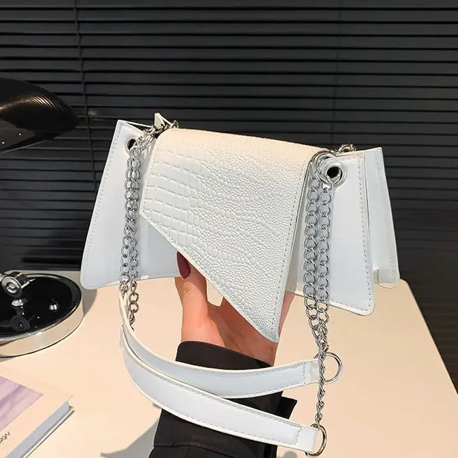 Sac bandoulière femme blanc effet cuir texturé élégant SecretBombe