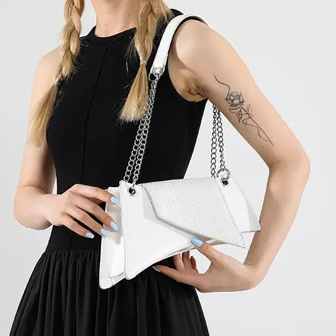 Sac bandoulière femme blanc design asymétrique chic SecretBombe