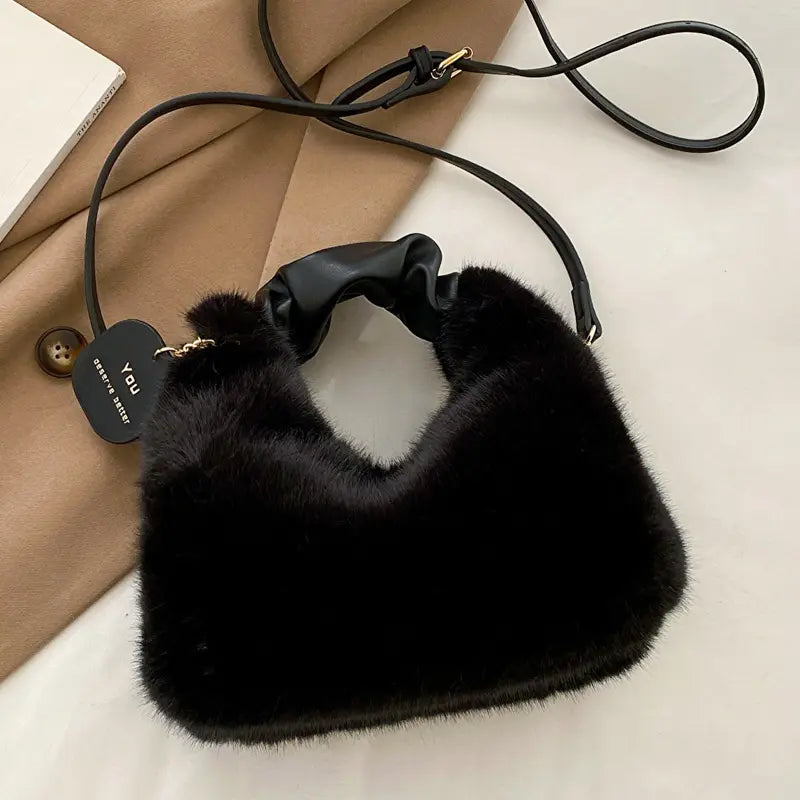 Sac à main femme effet cuir doux et peluche chic tendance SecretBombe