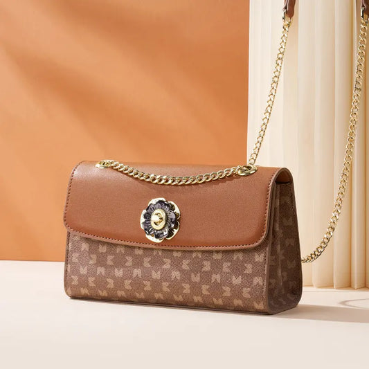 Sac à main femme marron avec chaîne dorée style chic urbain SecretBombe