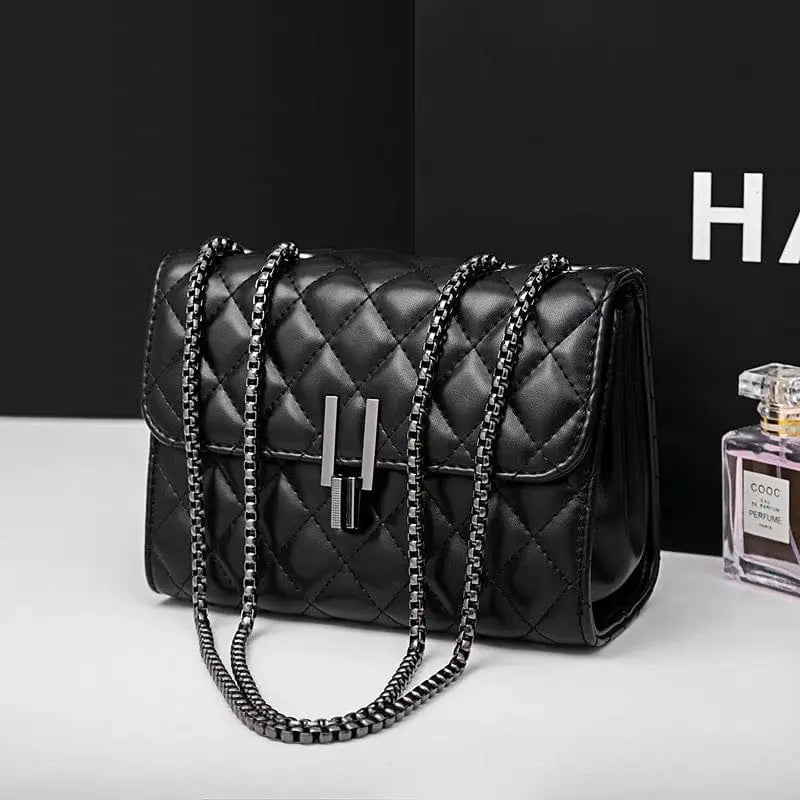 Sac messager femme en cuir vegan effet luxe avec chaîne dorée