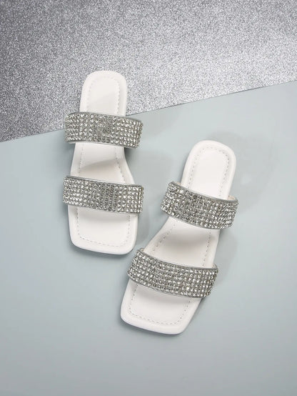 Sandales femme blanches strass confortables élégantes et respirantes