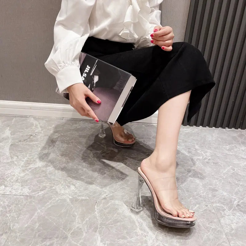Sandales femme transparentes talon haut plateforme chic SecretBombe