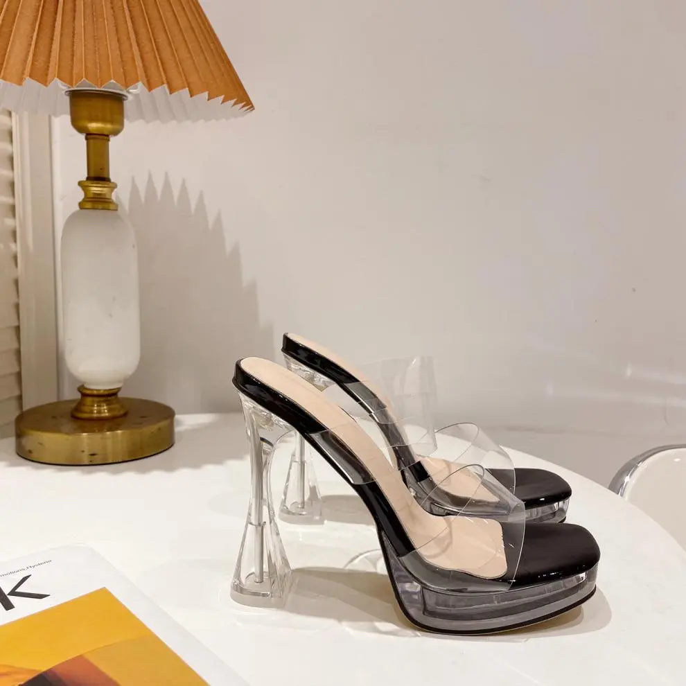Sandales femme transparentes talon haut plateforme chic SecretBombe