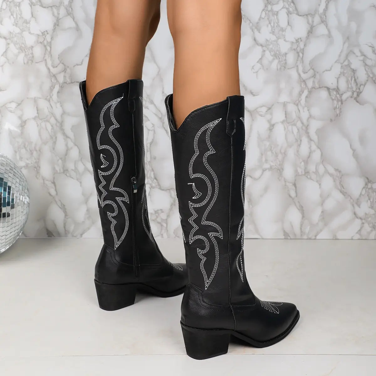 Santiags femme en cuir végan avec fermeture zippée latérale – secretbombe