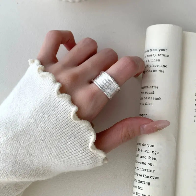 Bague réglable argent texturée femme chic SecretBombe