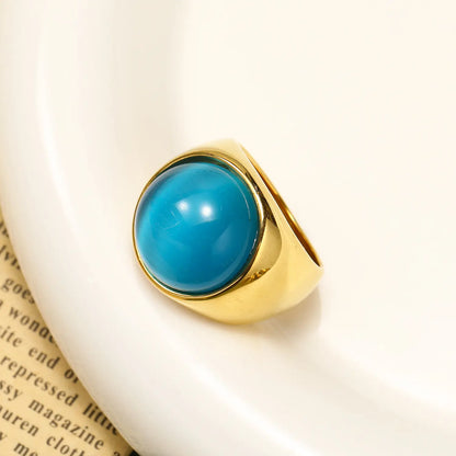 Bague dorée pierre bleu clair femme tendance SecretBombe