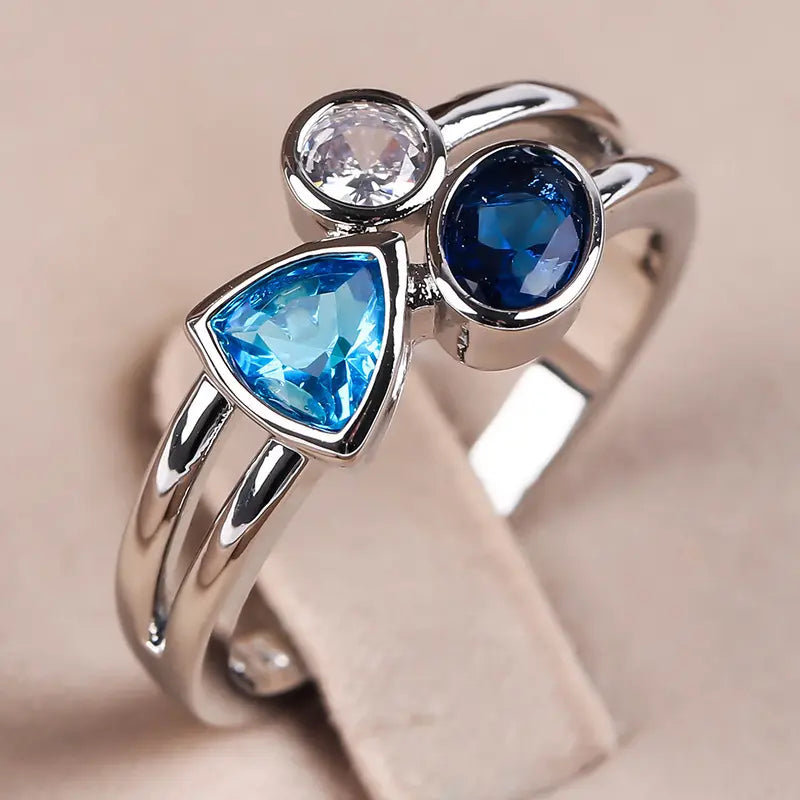 Bague argent femme pierres bleues design moderne SecretBombe