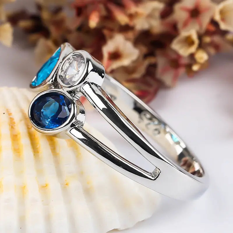 Bague femme pierres bleues multiformes élégante SecretBombe
