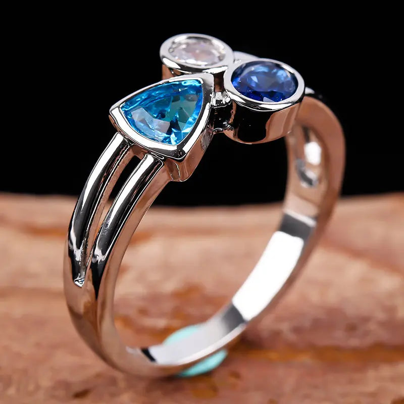 Bague élégante argent et bleu femme chic SecretBombe