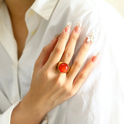 Bague femme moderne pierre brillante dorée SecretBombe