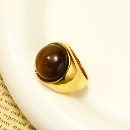 Bague dorée pierre œil de tigre femme SecretBombe