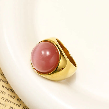 Bague dorée pierre rose femme chic SecretBombe