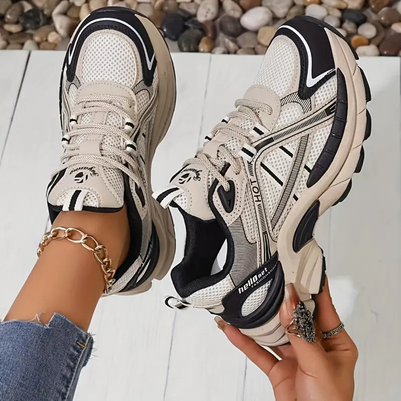 SecretBombe sneakers compensées femme blanc chunky respirantes style urbain tendance