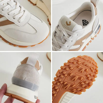 Baskets femme mode urbaine confortable beige et vert SecretBombe