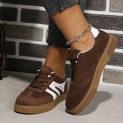 baskets femme casual marron cuir vegan style rétro semelle caoutchouc SecretBombe