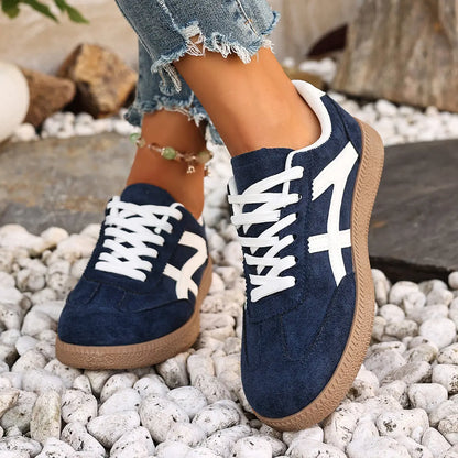 sneakers femme rétro casual bleu foncé confort quotidien SecretBombe