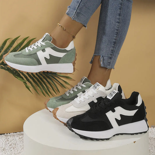 baskets femme color block blanc noir vert confort quotidien SecretBombe