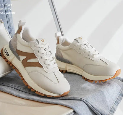 Sneakers femme style casual urbain beige et vert SecretBombe