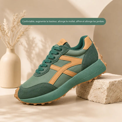Baskets femme vert sauge et beige confortables SecretBombe