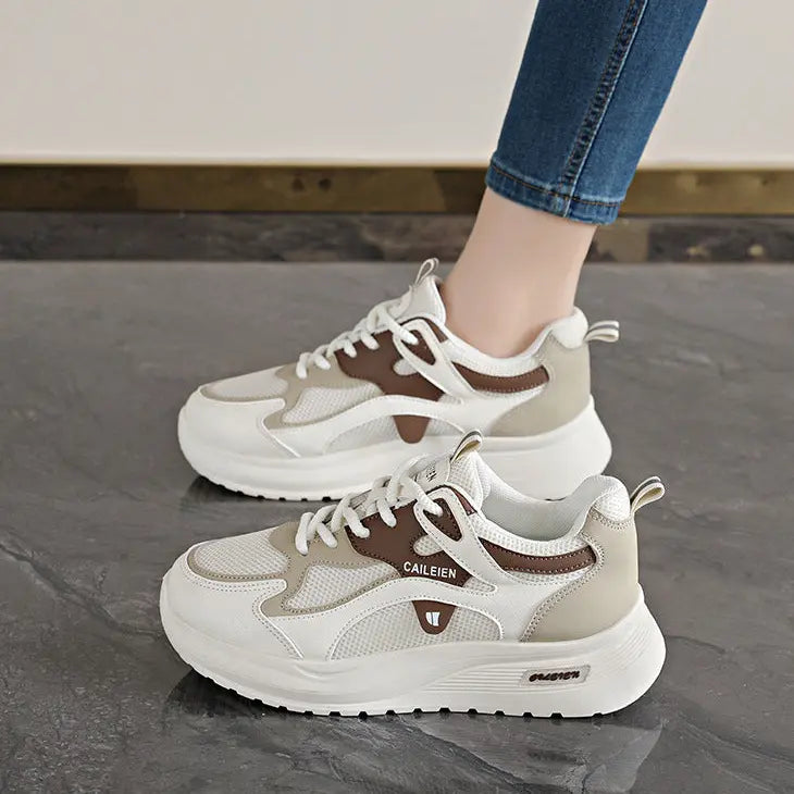 SecretBombe sneakers femme blanches en mesh avec semelle épaisse confortables