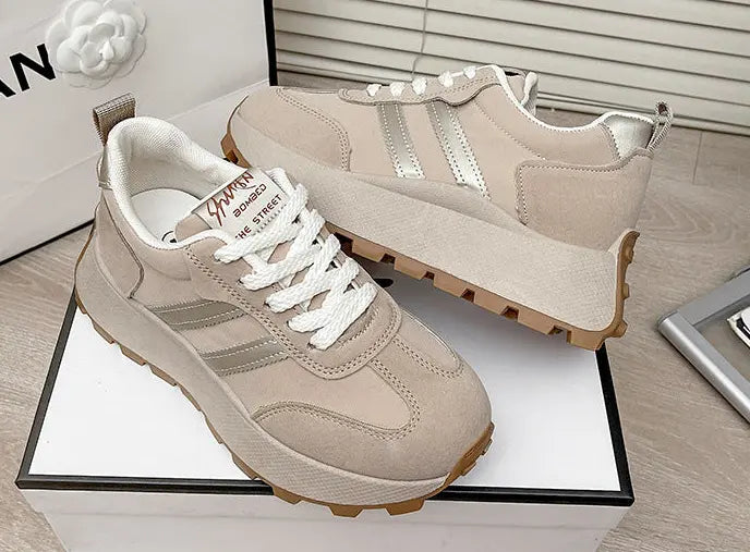 semelle antidérapante baskets rétro femme beige SecretBombe